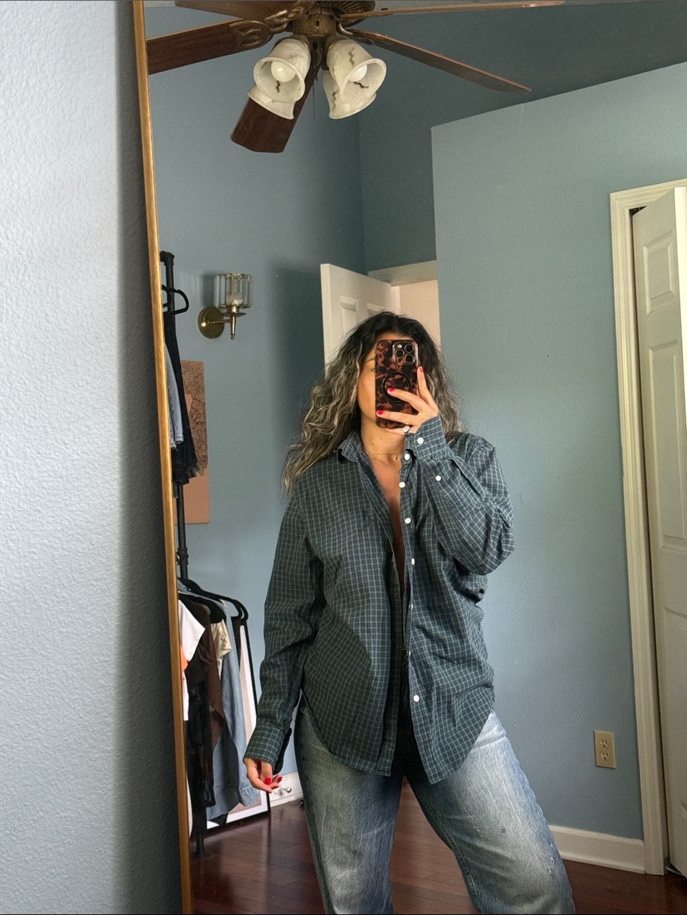 j crew gingham button down